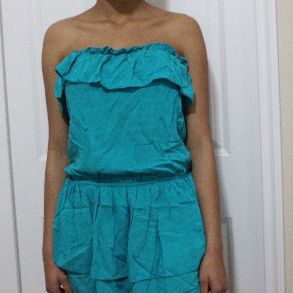 Teal Off the shoulder ruffled dress